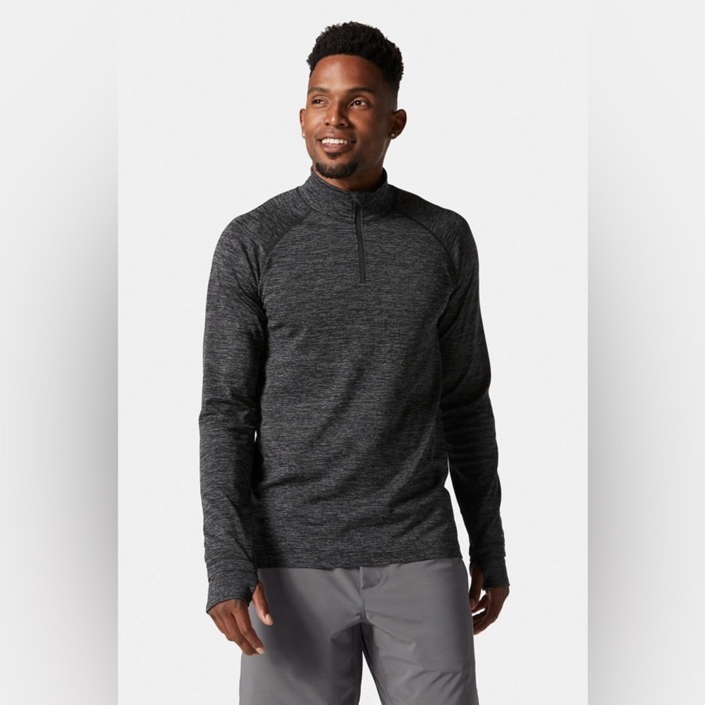 NWT Fabletics The Training Day Quarter Zip Dark Grey HTR XS W61